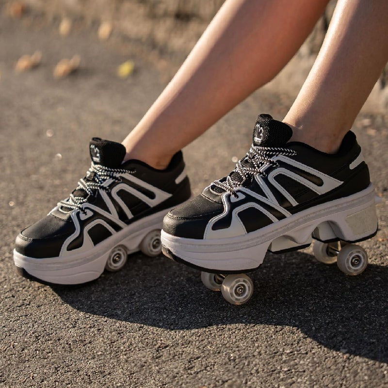 Liekick 2-in-1 Roller Skates - Unisex Retractable Skate Shoes with 4 Wheels for Indoor & Outdoor Fun - Image 3