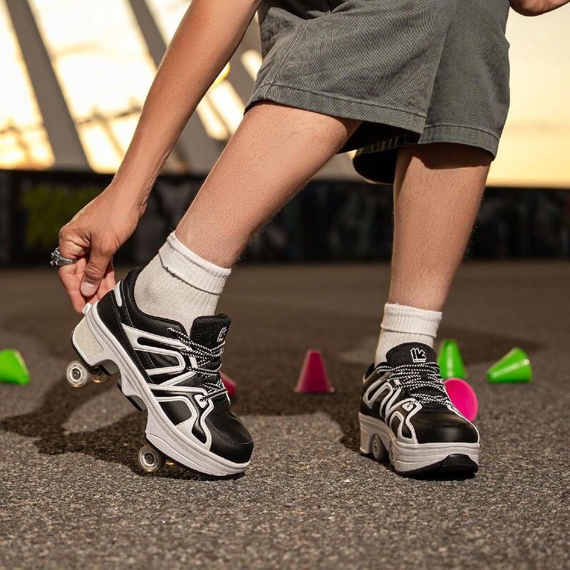 Liekick 2-in-1 Roller Skates - Unisex Retractable Skate Shoes with 4 Wheels for Indoor & Outdoor Fun - Image 2