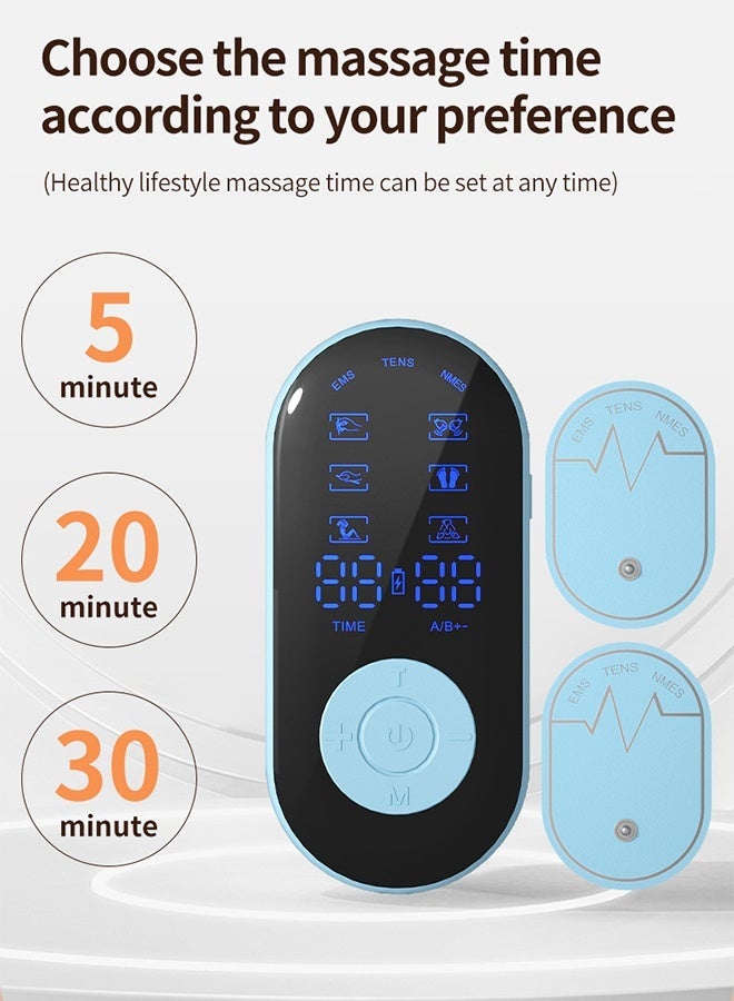 general EMS Massage Muscle Stimulators with 18 Massage Modes & 30 Levels, Rechargeable Dual Channel Massager for Sciatica Back Pain Relief with 8 TENS Machine Pads, for Full Body Pain Relief (Blue) - Image 5