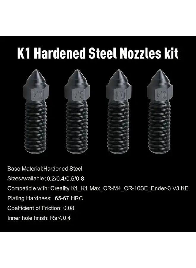 4pcs 0 6mm Hardened Steel Nozzles For 3D Printer Extruder Hotend Replacement - Image 1