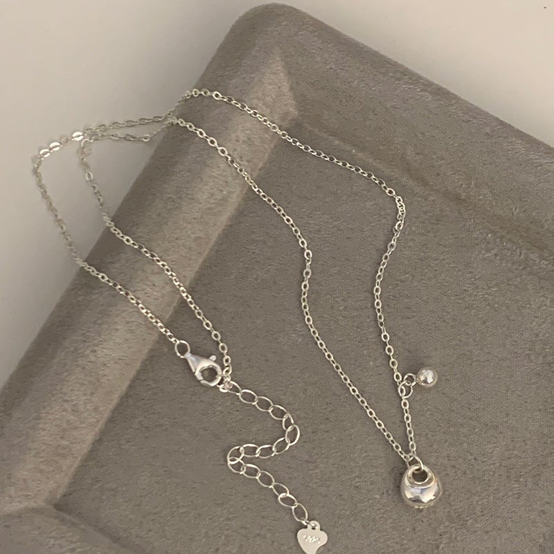Korean Style S925 Silver Clutch Ball Necklace D894 small money bag ball necklace one price