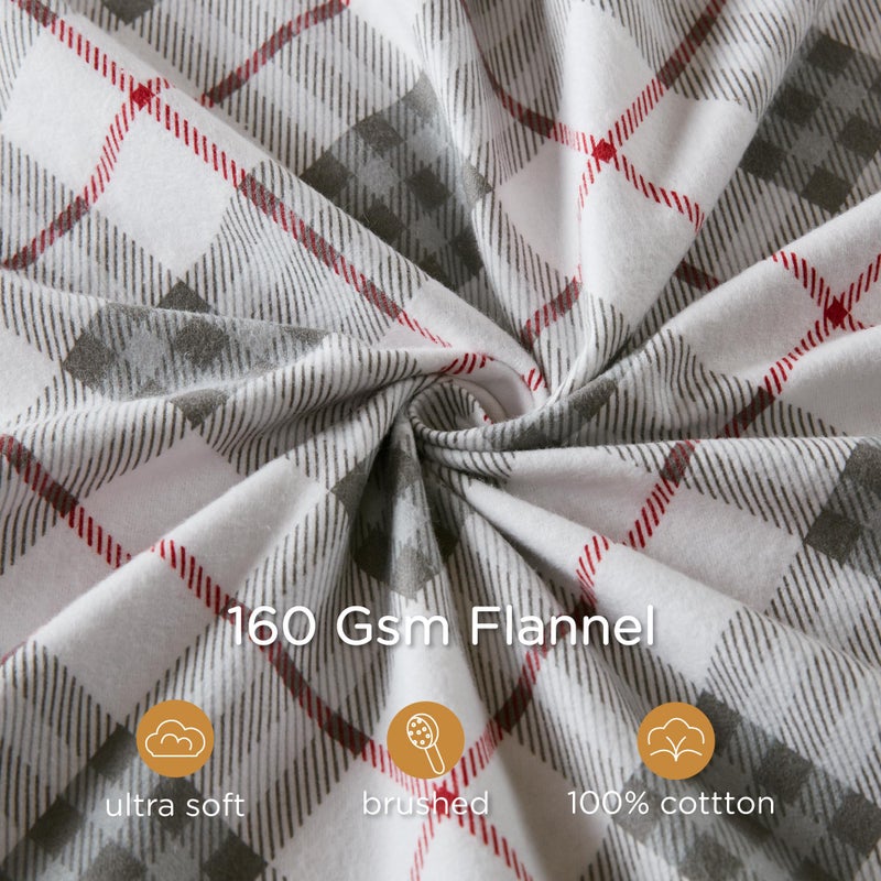 كودي صفائح الفانيلا Codi Size-Size- 4 قطع من ورقة دافئة ناعمة للغاية مجموعة من القطن بنسبة 100 ٪ من أوراق السرير المنقوس باللون الأحمر المنقوس للنعومة الزائدة للنعومة الإضافية سقوطها بمقدار 14 بوصة جيب عميق - Image 3