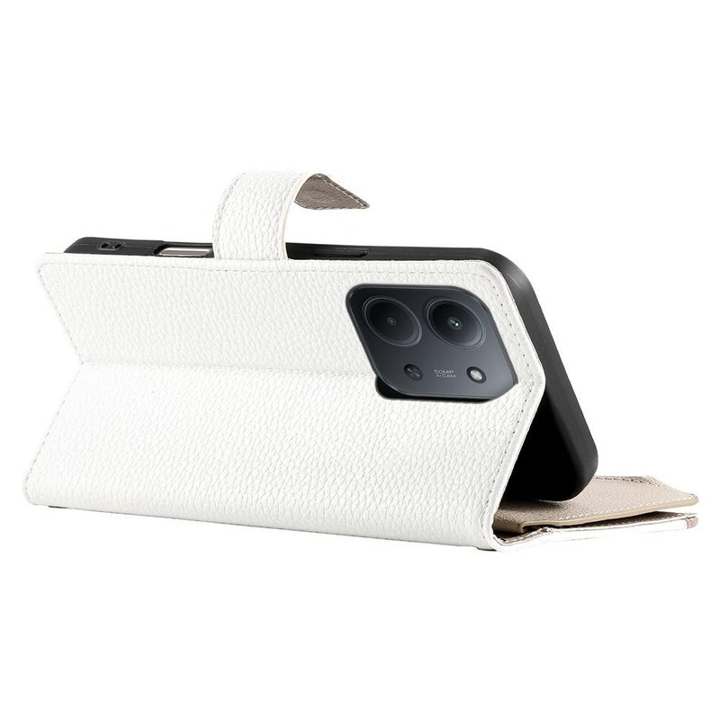 erorex For Redmi 15C 5G / 4G EU 173mm / Poco C85 5G Stitching Multi-card Zipper Wallet Leather Phone Case with Short Strap(White) - Image 5