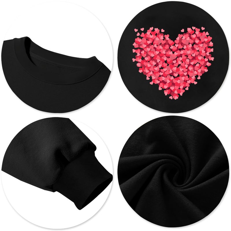 CAZYCHILD Valentines Day Women Shirt : Love Heart Graphic Long Sleeve Valentine Pullover Tops Casual Valentines Gifts Pink-Black - Image 2