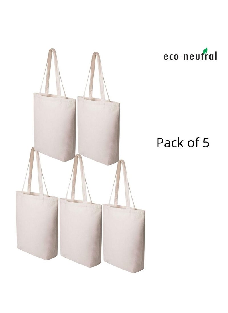 Eco-neutral - 5-Pack Cotton Tote Bag Bulk Wholesale Natural For DIY Crafts And Wedding Birthday Shopping - Image 1