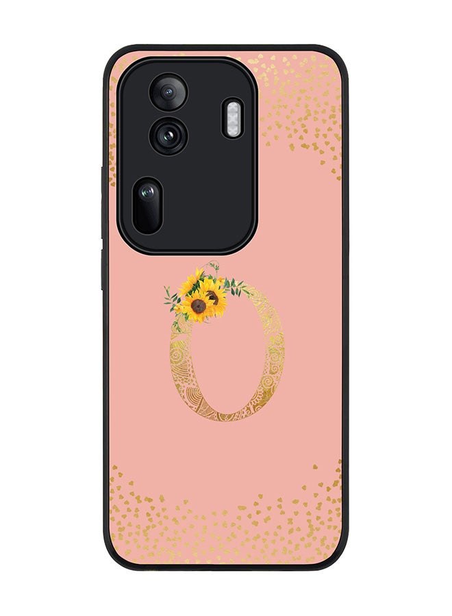 Stylizedd Rugged Black Edge Case for Oppo Reno11 Pro Case Cover- Custom Monogram Initial Letter Mandala Floral Pattern Alphabet - O(Rose Pink) - Image 1