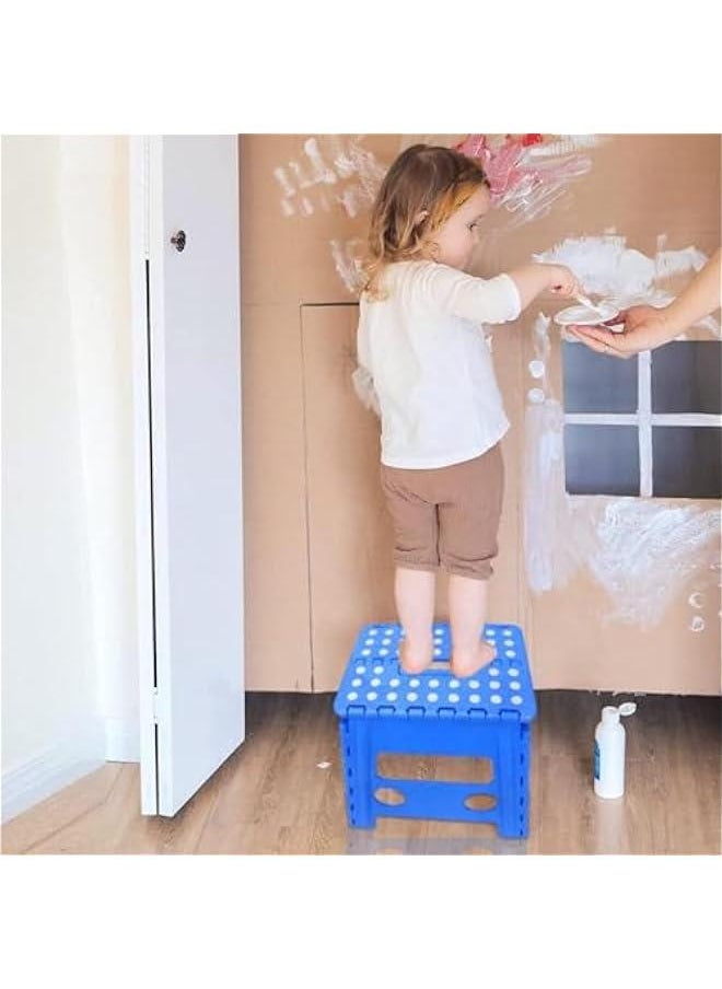 MIXDE - Folding Step Stool for Kids And Adults, Collapsible Foot Stools 9 Inch Height, Portable Foldable Plastic Stool for Kitchen, Bathroom, Garden, Stool Lightweight Outdoor (Blue) - Image 1