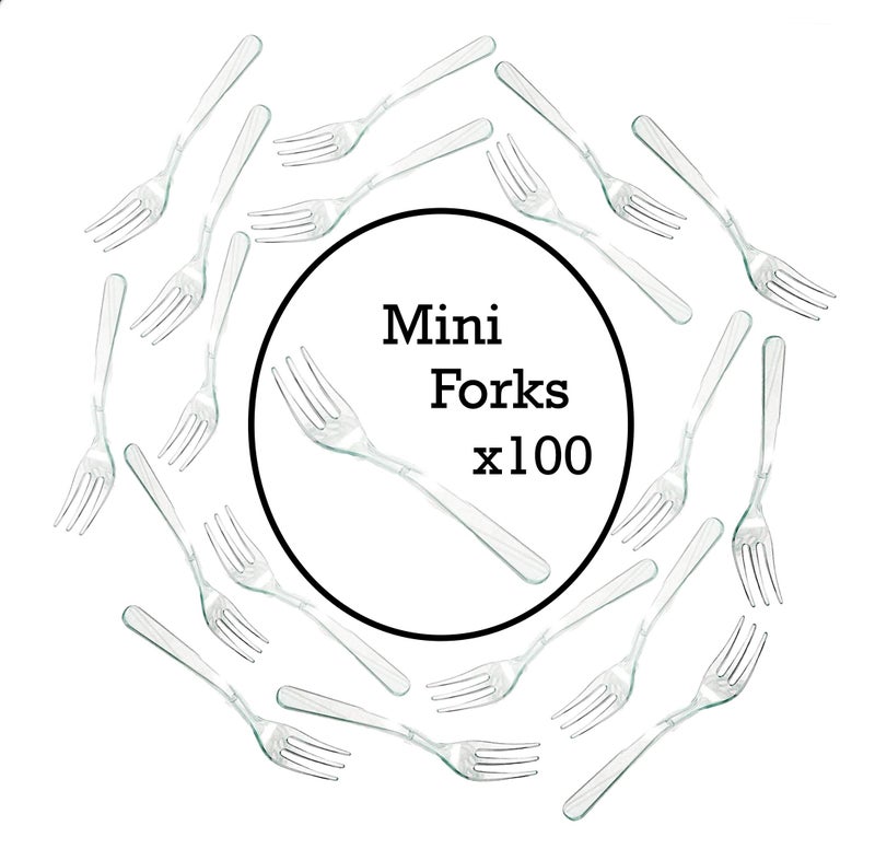 LSR LORESO Tasting Mini Forks 100CT - LORESO Clear Mini Plastic Forks For Fruit  Dessert and Frozen cakes  BPA Free  Reusable 3.8 Inches - Pack of 100 - Image 4