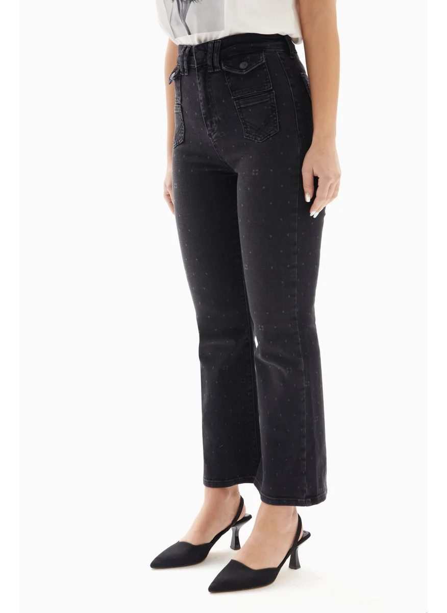 وي كرييت Black Dots Pattern Denim Jeans By WECRE8