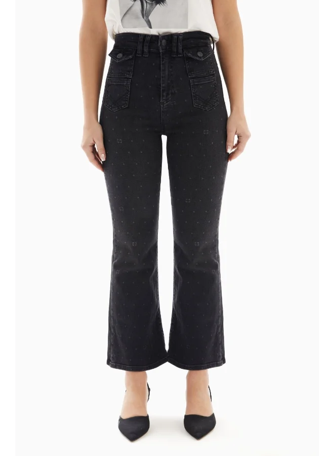 Wecre8 Black Dots Pattern Denim Jeans