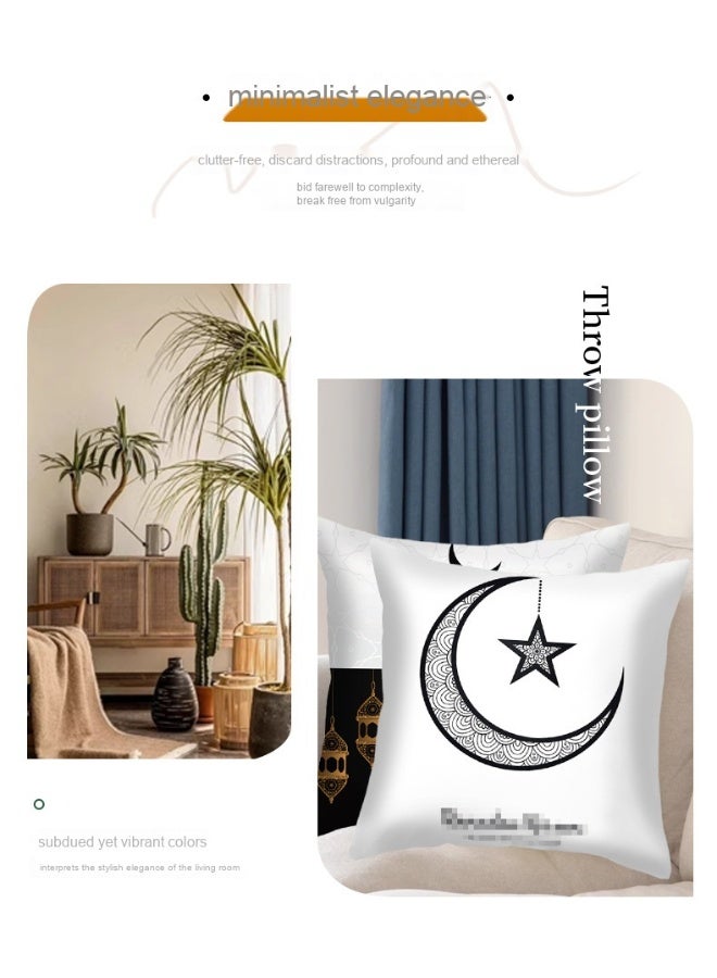 NIBEMINENT 1PCS Decorative Pillow Covers, 45x45 cm Square Star Moon Throw Pillow Cases Palace Cushion Case Covers for Ramadan Couch Sofa Home Car Decoration - Image 3