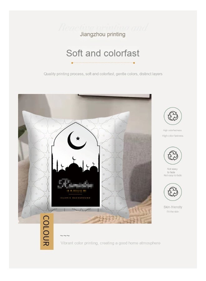 NIBEMINENT 1PCS Decorative Pillow Covers, 45x45 cm Square Star Moon Throw Pillow Cases Palace Cushion Case Covers for Ramadan Couch Sofa Home Car Decoration - Image 4