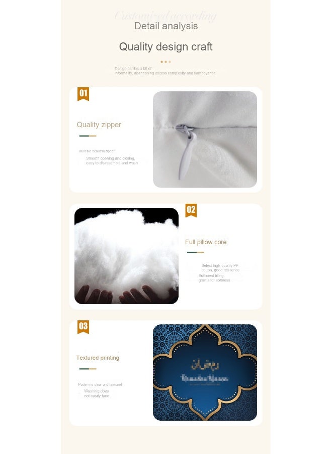 NIBEMINENT 1PCS Decorative Pillow Covers, 45x45 cm Square Star Moon Throw Pillow Cases Palace Cushion Case Covers for Ramadan Couch Sofa Home Car Decoration - Image 2