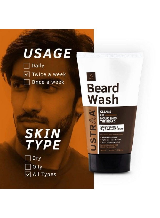 Ustraa Beard Wash Woody 100 Ml Sulphatefree Beard Wash Thick Foam No Postwash Dryness Beard Shampoo For Germfree Beard - Image 4