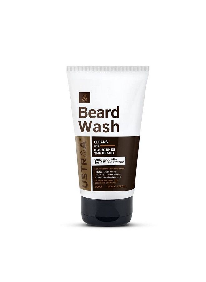 Ustraa Beard Wash Woody 100 Ml Sulphatefree Beard Wash Thick Foam No Postwash Dryness Beard Shampoo For Germfree Beard - Image 1