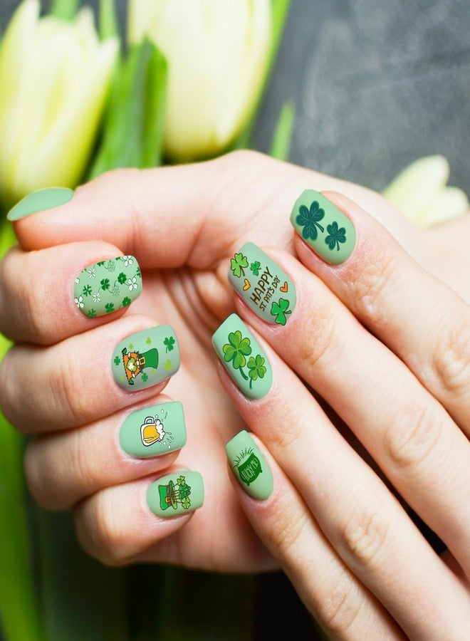 Whaline 10Pcs St. Patrick's Day Nail Art Stamping Plates Kit Shamrock Gnome Image Stamp Templates Irish Nail Art Plates for Holiday DIY Print Manicure Salon Design Gift - Image 5
