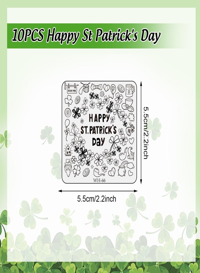 Whaline 10Pcs St. Patrick's Day Nail Art Stamping Plates Kit Shamrock Gnome Image Stamp Templates Irish Nail Art Plates for Holiday DIY Print Manicure Salon Design Gift - Image 3