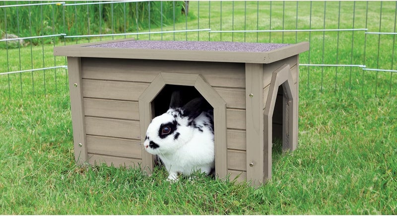 TRIXIE Natura Small Animal House Rabbit Hideout Playpen House Shelter for Rabbits Bunnies Guinea Pigs and Chinchillas GrayGreen - Image 2