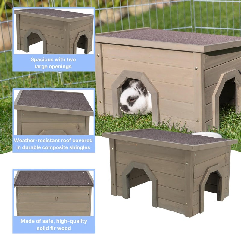 TRIXIE Natura Small Animal House Rabbit Hideout Playpen House Shelter for Rabbits Bunnies Guinea Pigs and Chinchillas GrayGreen - Image 4
