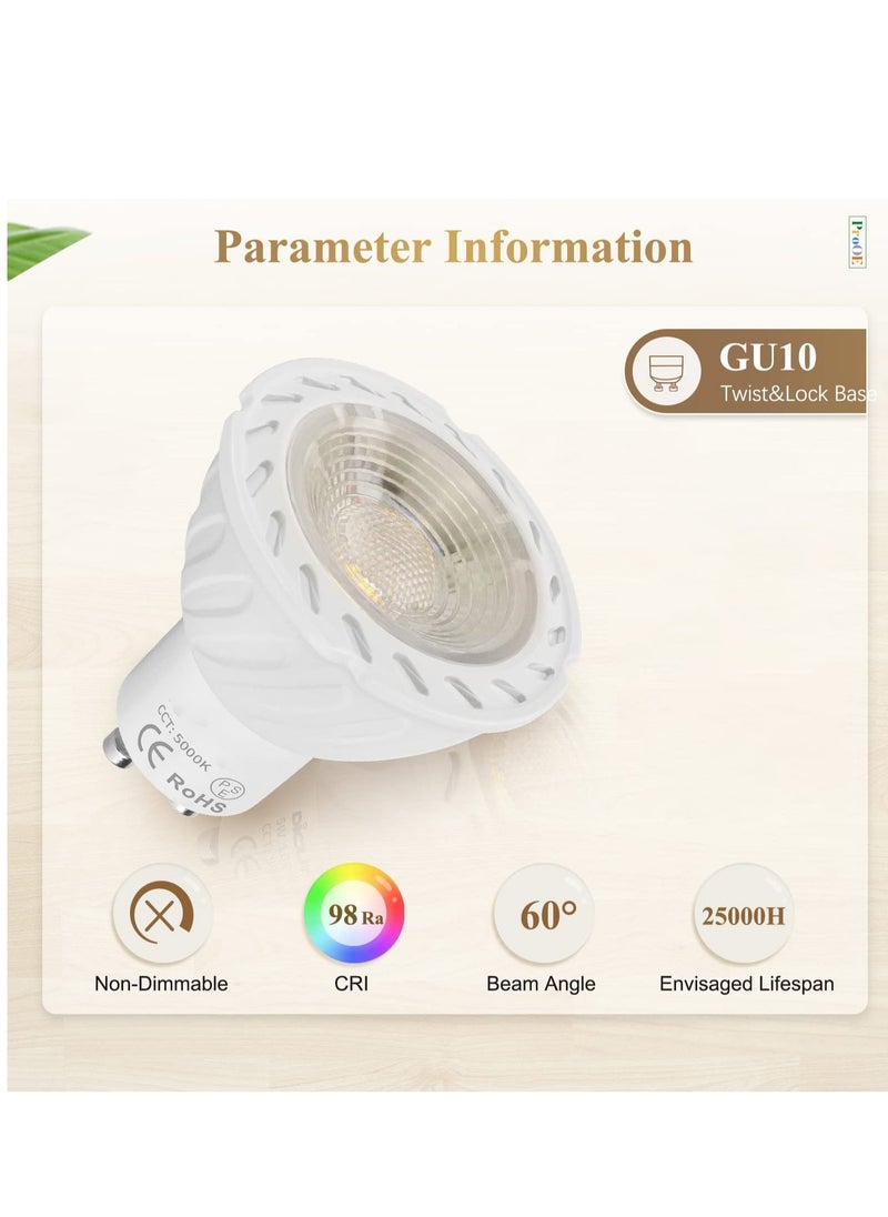 Eye-Protected GU10 LED Bulb, 6 Pack GU10 Bulb Replacement for Recessed Track Lighting, 400LM and 5000K Daylight White, 6W Spotlight Bulb for Office, Kitchen, Living Room, Bedroom - Image 2