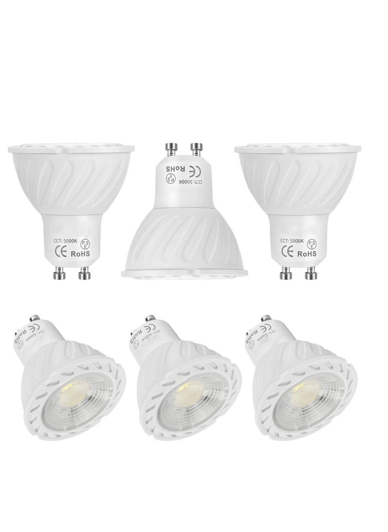 Eye-Protected GU10 LED Bulb, 6 Pack GU10 Bulb Replacement for Recessed Track Lighting, 400LM and 5000K Daylight White, 6W Spotlight Bulb for Office, Kitchen, Living Room, Bedroom - Image 1