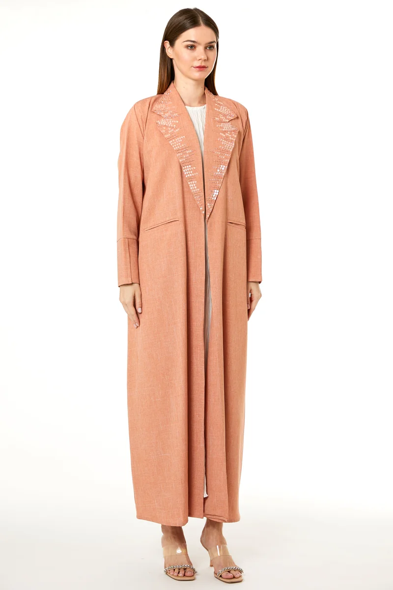 Moistreet Embellished Open Front Abaya