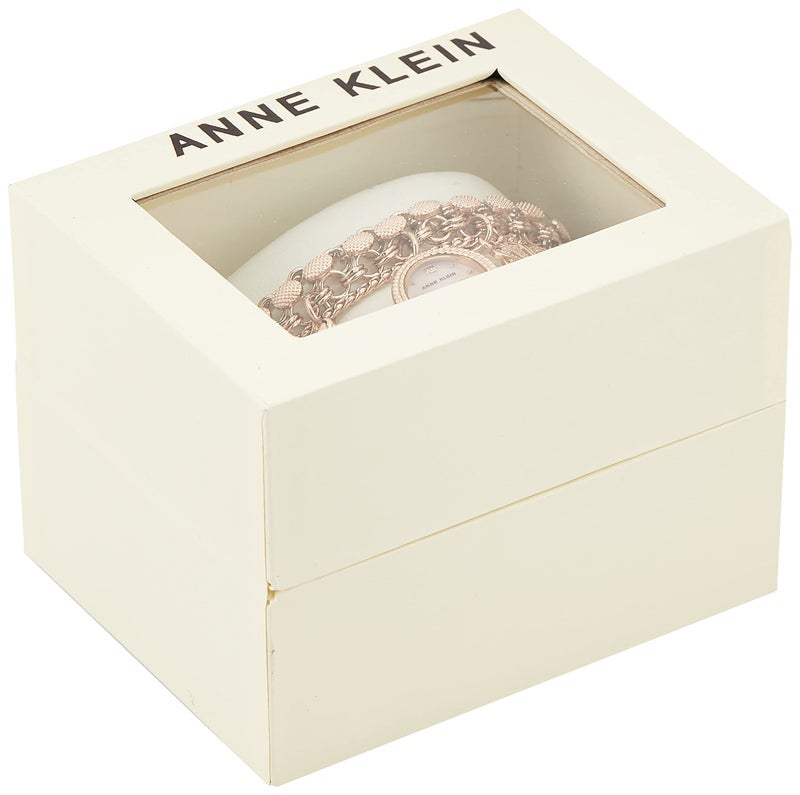 Anne Klein Women's Premium Crystal Accented Rose Gold-Tone Charm Bracelet Watch - Image 5
