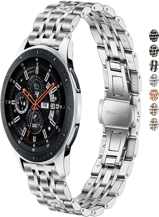 DEALELE Strap Compatible with Samsung Gear S3 / Galaxy Watch 46mm / Galaxy 3 45mm, 22mm Stainless Steel Metal Replacement Bands for Huawei Watch 3/3 Pro / GT3 46mm / GT2 46mm