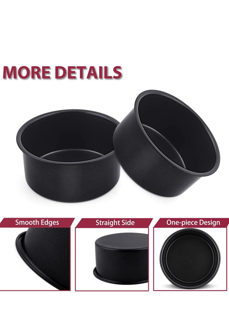 SYOSI - 4 Inch Cake Pan Set of 3 Nonstick Stainless Steel Small Round Cake Pans Tin for Baking Birthday Wedding Layer Cakes Straight Sides and 2 Inch Depth - Image 1