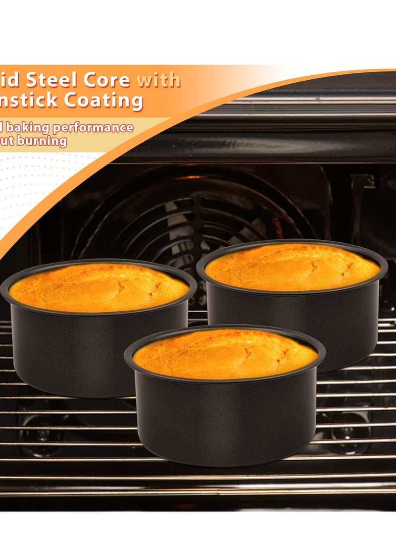 SYOSI - 4 Inch Cake Pan Set of 3 Nonstick Stainless Steel Small Round Cake Pans Tin for Baking Birthday Wedding Layer Cakes Straight Sides and 2 Inch Depth - Image 1
