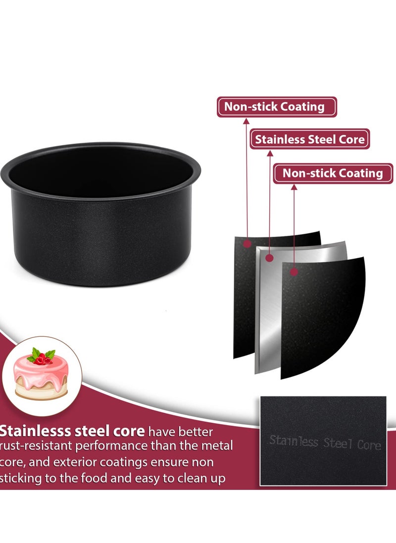SYOSI - 4 Inch Cake Pan Set of 3 Nonstick Stainless Steel Small Round Cake Pans Tin for Baking Birthday Wedding Layer Cakes Straight Sides and 2 Inch Depth - Image 1