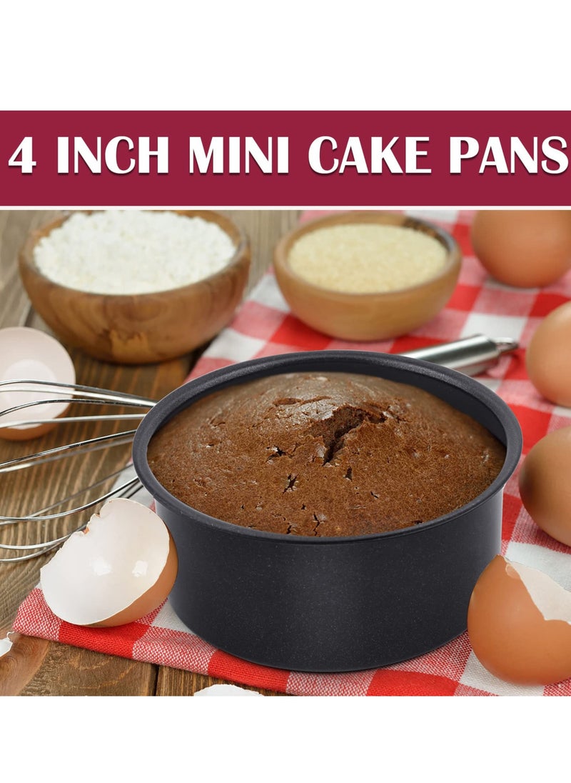 SYOSI - 4 Inch Cake Pan Set of 3 Nonstick Stainless Steel Small Round Cake Pans Tin for Baking Birthday Wedding Layer Cakes Straight Sides and 2 Inch Depth - Image 1