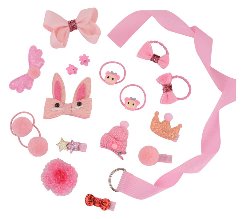YELLOW BEE Cute Hair Clips Set for Girls - (Pink) Set of 18, Girls Hair Accessories for Hair Styling Clips, Perfect for Occasions like Birthday, Parties & Ideal Gift for Girls - Image 3