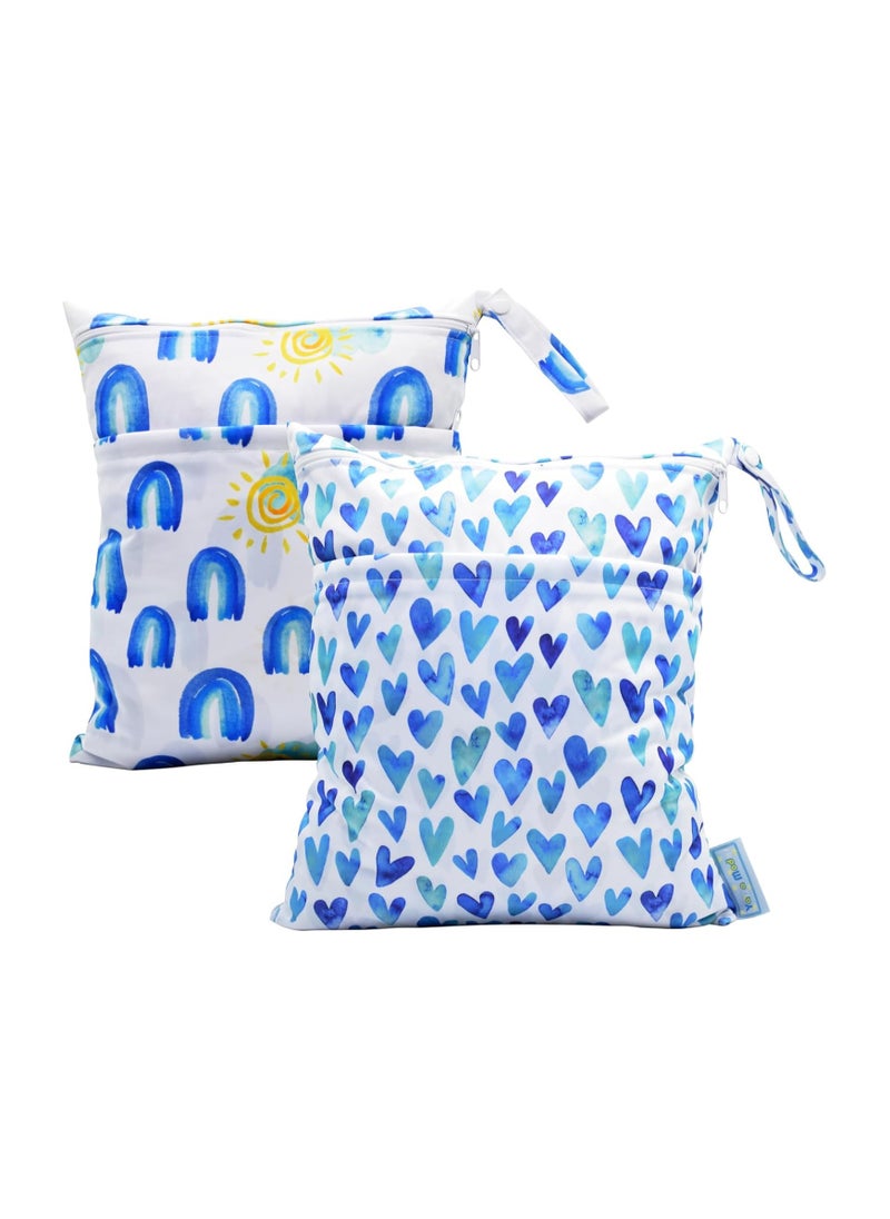 SYOSI - 2Pcs Cloth Diaper Wet Dry Bags, Waterproof Reusable with Two Zippered Pockets & Handle for Baby Cloth Diapers & Breast Pump Parts, Stroller Yoga Toiletries Daycare Organizer Bag - Image 1