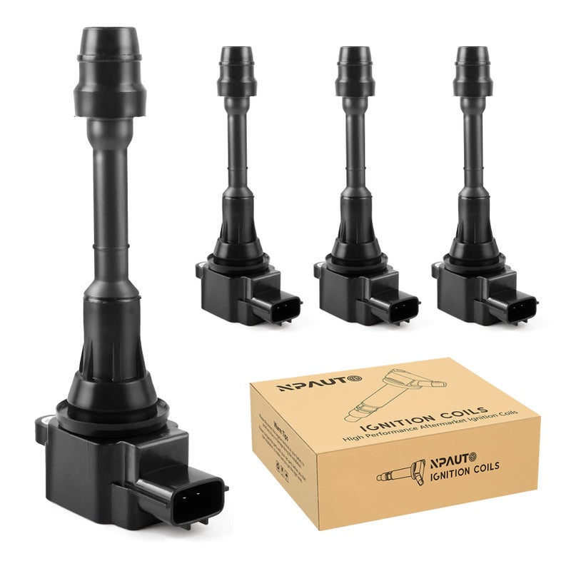 حزمة ملف الإشعال متوافقة مع 25L 25 L4 نيسان ألتيما سنترا XTrail XTrail 2002 2003 2004 2005 2006 2007 2008 UF350 C1398 مجموعة من 4