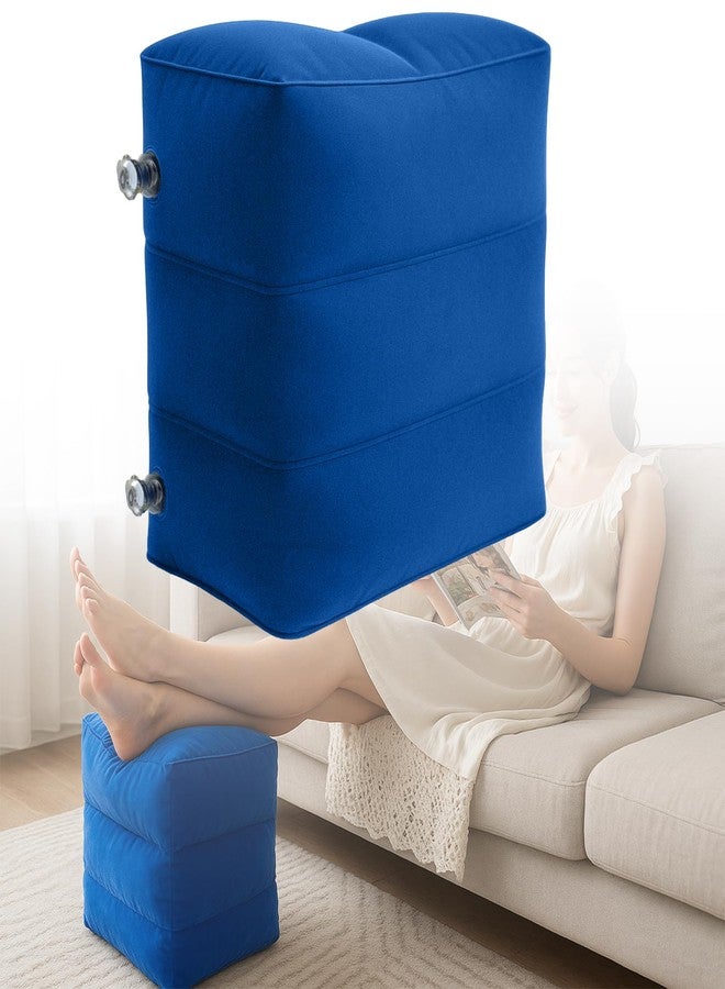 MUROCEA Inflatable Foot Rest Pillow, Height Adjustable Leg Elevation Cushion for Airplane Travel, Car, Office, and Home Use - Foot Stool for Elderly, Bedridden, and Long Flight Comfort, 1 Pcs - Image 1