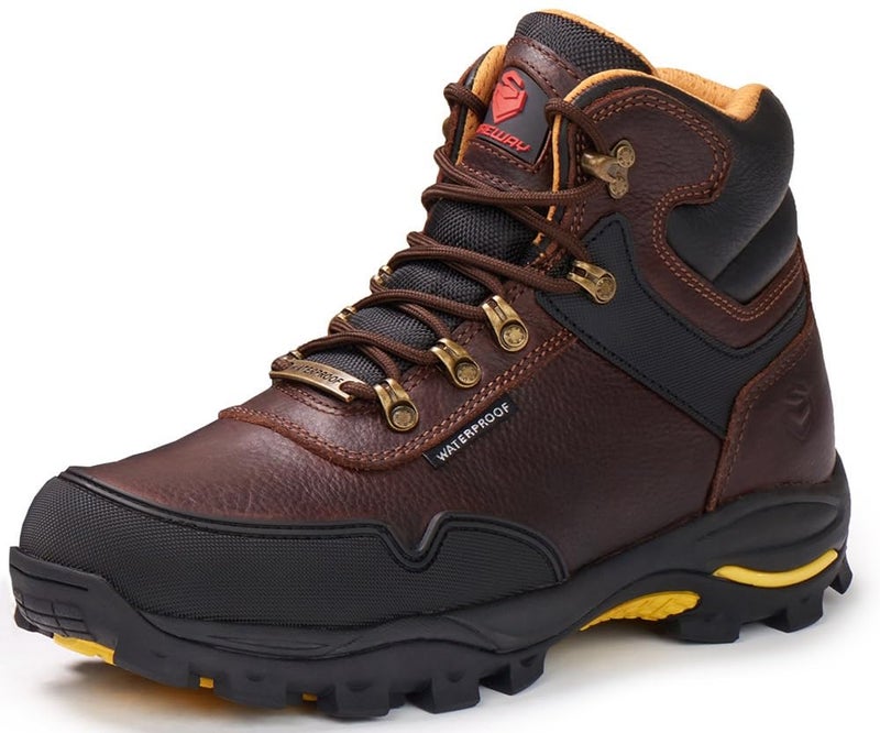SUREWAY Men's 6" Steel Toe Waterproof Work Boot Heavy Duty - Leather,Lace Up, Comfortable Outsole, EH Construction Industrial Ankle Mens Safety Work Boots - Image 1