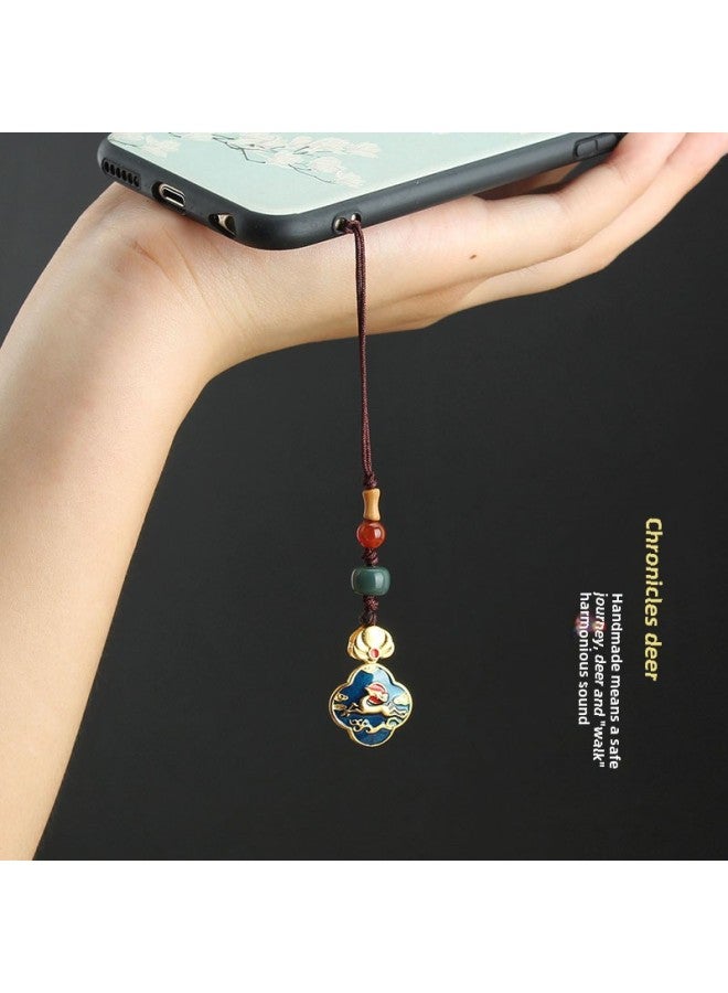 Retro Chinese Style Mobile Phone Chain Sand Gold Cloisonne Lotus Pendant Mobile Phone Lanyard Creative Gift U Disk Bag Ornaments-Specifications Support Image Upload:Lotus Pond Moonlight Lotus Mobile Phone Lanyard  - Image 2