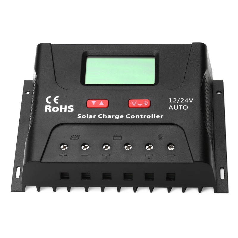 Solar Charge Controller 60A Black - Automatic 12V/24V Voltage Identification 5 Working Modes 3-Stage PWM Charging Tech for Solar Panel Battery Systems with Temperature Compensation - Image 2