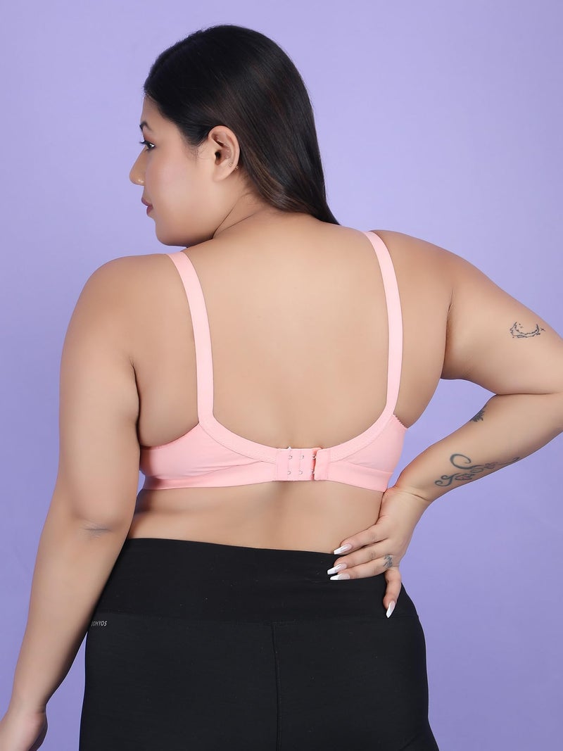 Klassik Since 1993 | 100% Cotton Plus Size Bra for Women/Girls | Full Coverage Non Padded Wirefree Bra | Adjustable Wide Straps Everyday Comfort Bra for Dailyuse | Jassika Plain-Peach C(36) - Image 3