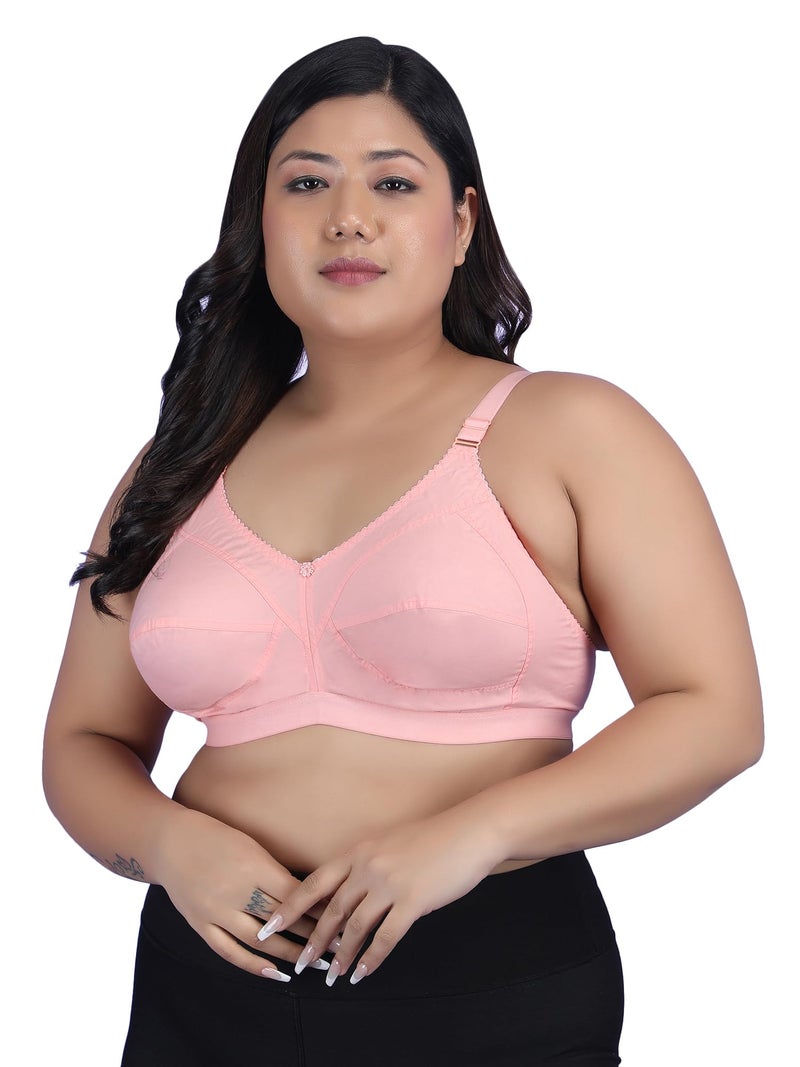 Klassik Since 1993 | 100% Cotton Plus Size Bra for Women/Girls | Full Coverage Non Padded Wirefree Bra | Adjustable Wide Straps Everyday Comfort Bra for Dailyuse | Jassika Plain-Peach C(36) - Image 1