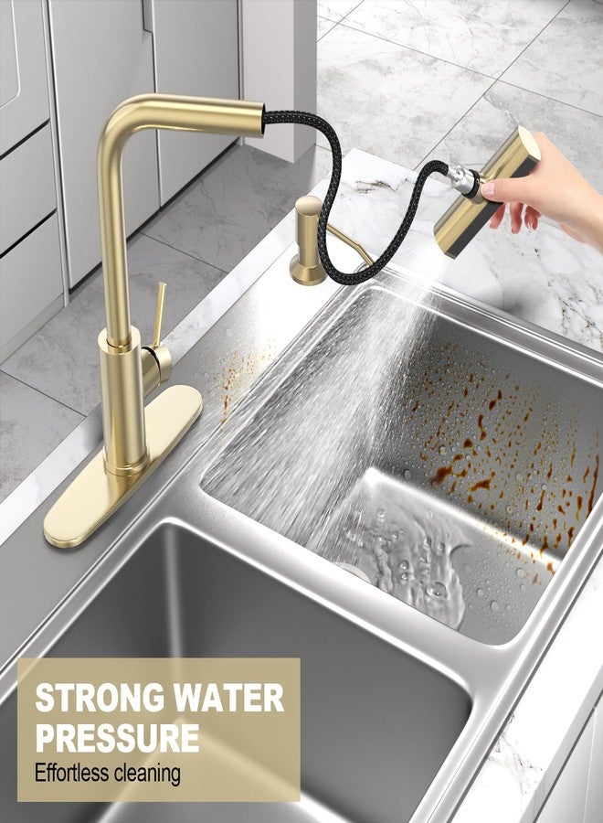صنبور مطبخ AVSIILE ذهبي مصقول بتصميم شلال، مزود ببخاخ قابل للسحب، فتحة واحدة، مقبض واحد، صنبور قابل للسحب، صنبور حوض من الفولاذ المقاوم للصدأ، مناسب للمنازل الريفية، والمقطورات، وغرف الغسيل، وحانات المركبات الترفيهية - Image 5