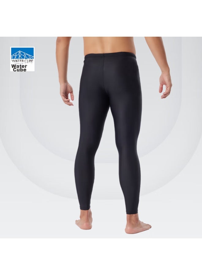 WATER CUBE Shuili Fang Men's Long Swim Trunks, 9/10 Length, Chlorine-resistant, Quick-drying, Simple Swimwear, Hot Spring Resort Swimwear, Black, L - Image 4