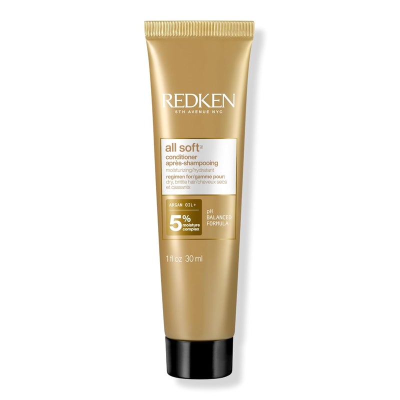Redken All Soft Argan Oil Conditioner | For Dry / Brittle Hair | Moisturizes & Provides Intense Softness | With Argan Oil | Travel Size | 1 Fl Oz