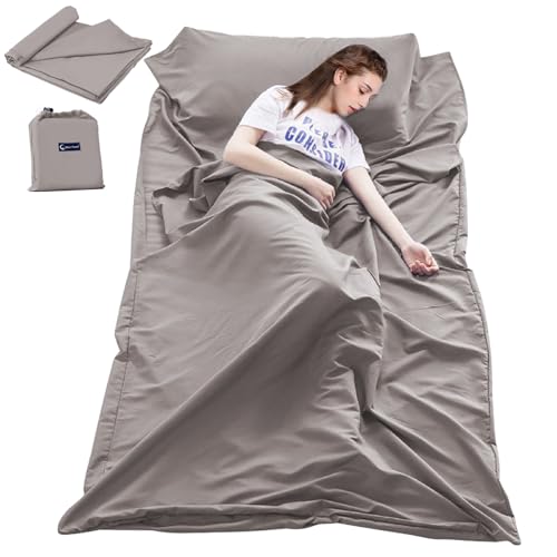 Mannice Sleeping Bag Liner Travel Sheets for Hotel Camping Sheets Travel Bed Sheets for Hotel Lightweight Single &Double Compact Sleeping Bag Sack Breathable Travel Sleeping Bag for Hotels Adult Compact Sacks - Image 1