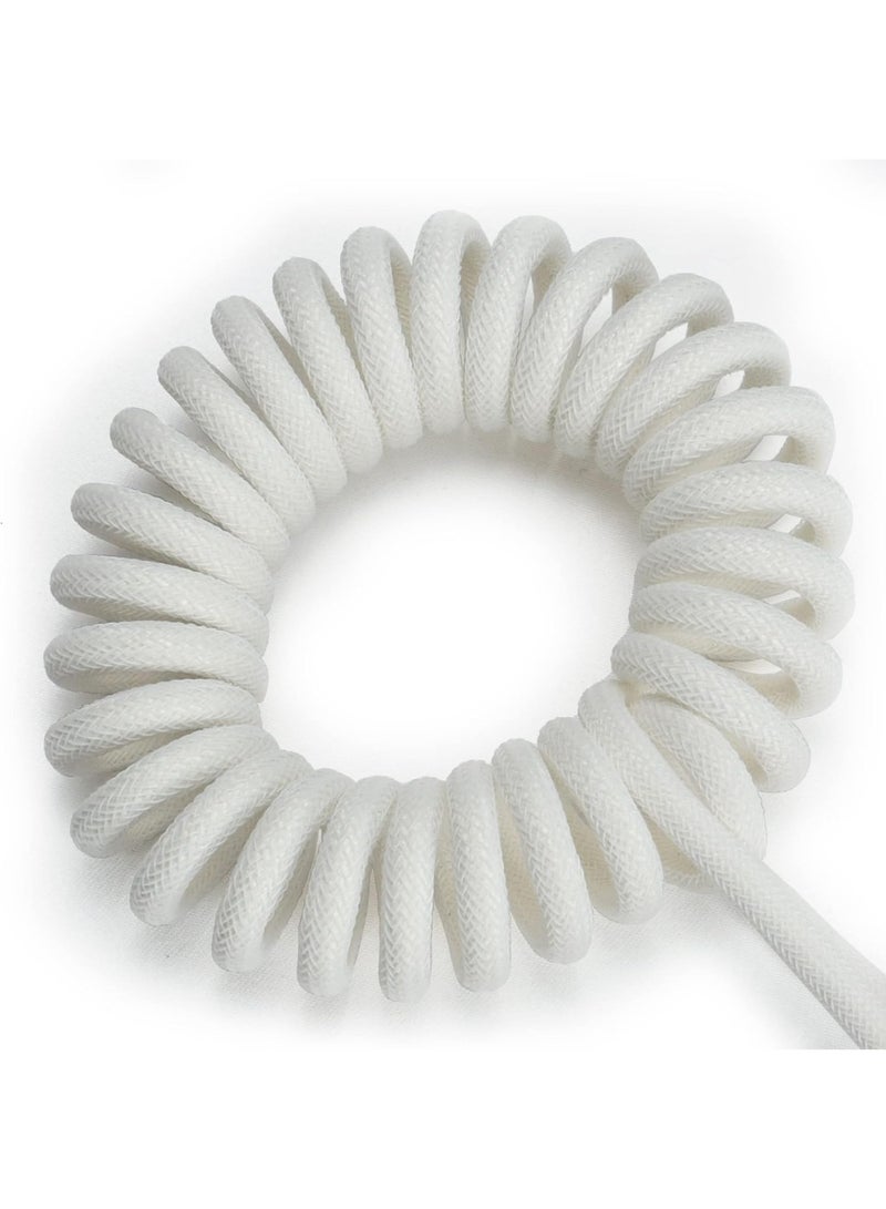 White Braided Coiled USB A to Type-C Keyboard Cable 1.5M, Detachable 4-Pin Aviator Connector Data Charging Cord for Mechanical Gaming Keyboard & Tablet - Image 4