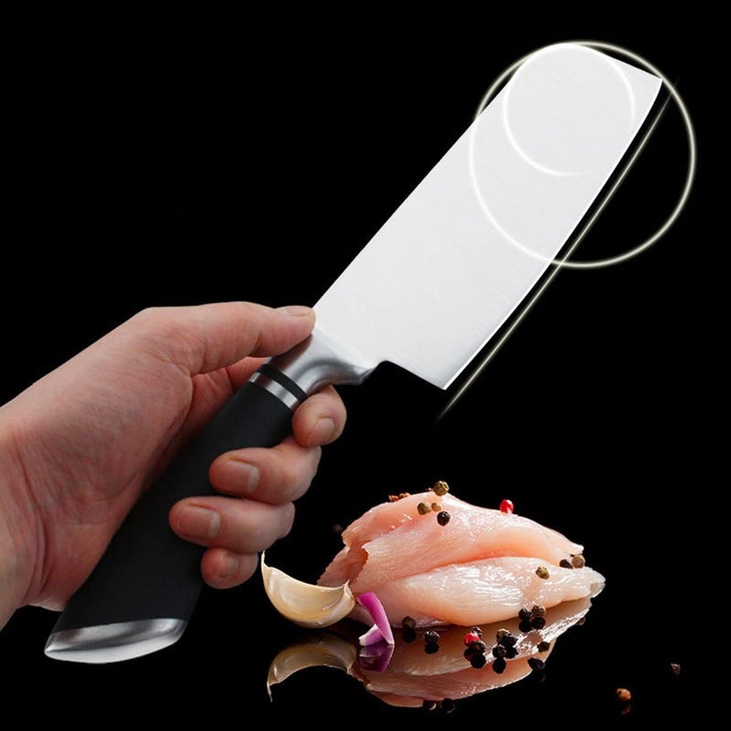 Potency 1PCS Santoku Nakiri Knife 65 Inch Razor Sharp Blade Santoku Knife Japanese Kitchen Knives High Carbon Stainless Steel Chef Knife Stain and Corrosion Resistant Silver Nakiri Knife - Image 4