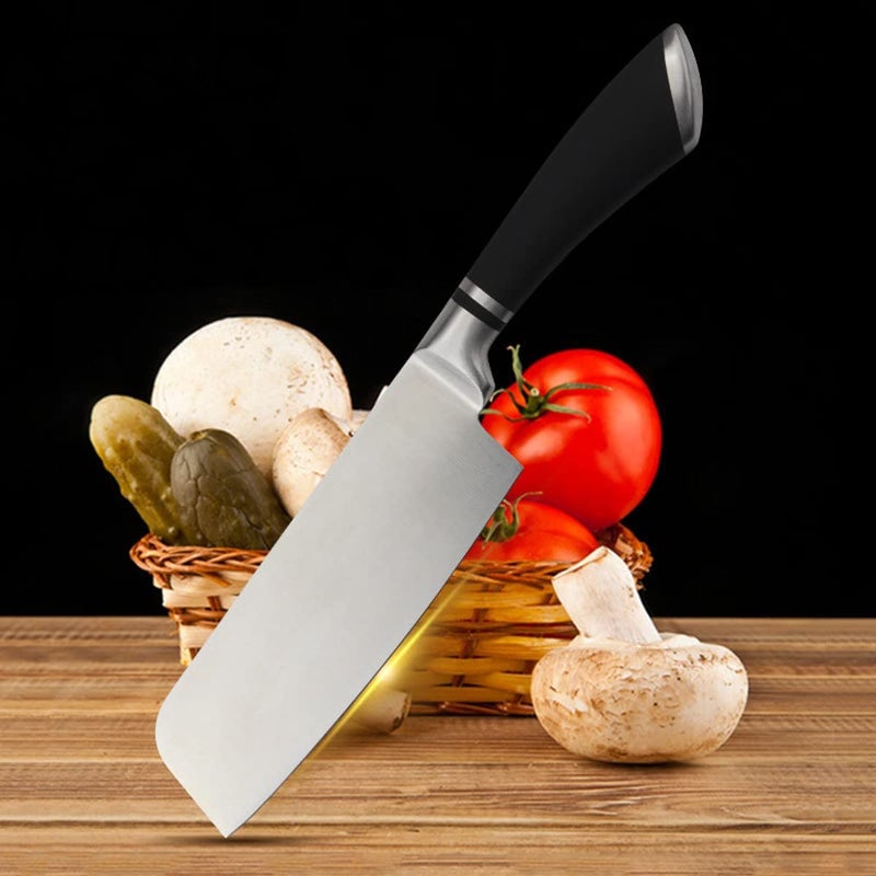 Potency 1PCS Santoku Nakiri Knife 65 Inch Razor Sharp Blade Santoku Knife Japanese Kitchen Knives High Carbon Stainless Steel Chef Knife Stain and Corrosion Resistant Silver Nakiri Knife - Image 2