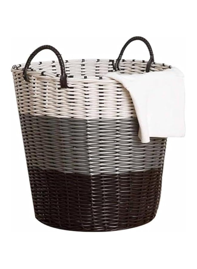 جي جوت 1 piece Dirty Clothes Weaving Basket,with Handles Washing Bin Dirty Clothes Storage,Durable Plastic Woven Toy Storage Basket,Household Bathroom Bathroom Laundry Basket,Multi Color,34*46*45cm - Image 2