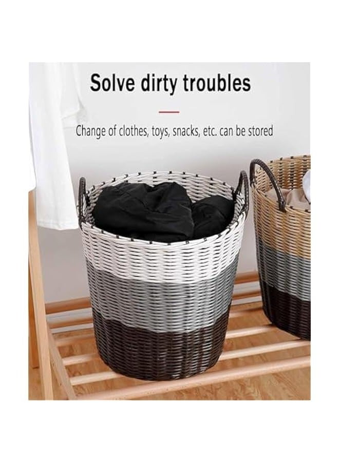 جي جوت 1 piece Dirty Clothes Weaving Basket,with Handles Washing Bin Dirty Clothes Storage,Durable Plastic Woven Toy Storage Basket,Household Bathroom Bathroom Laundry Basket,Multi Color,34*46*45cm - Image 5